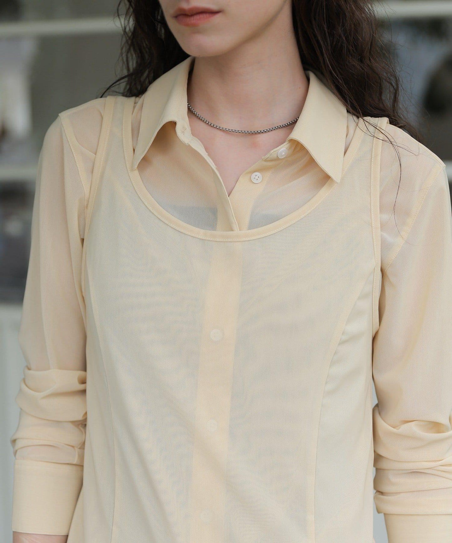 薄紗透視設計 TULLE SHEER SHIRT 襯衫