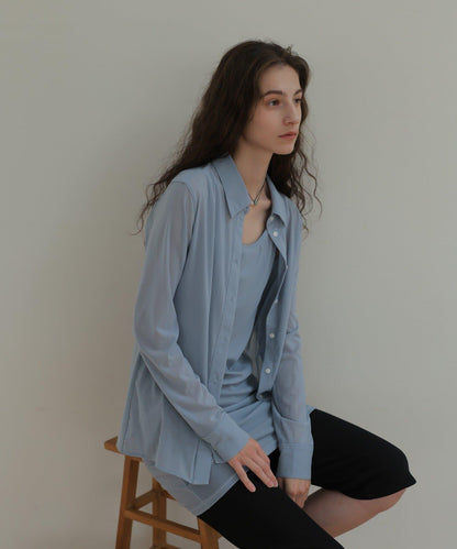 薄紗透視設計 TULLE SHEER SHIRT 襯衫