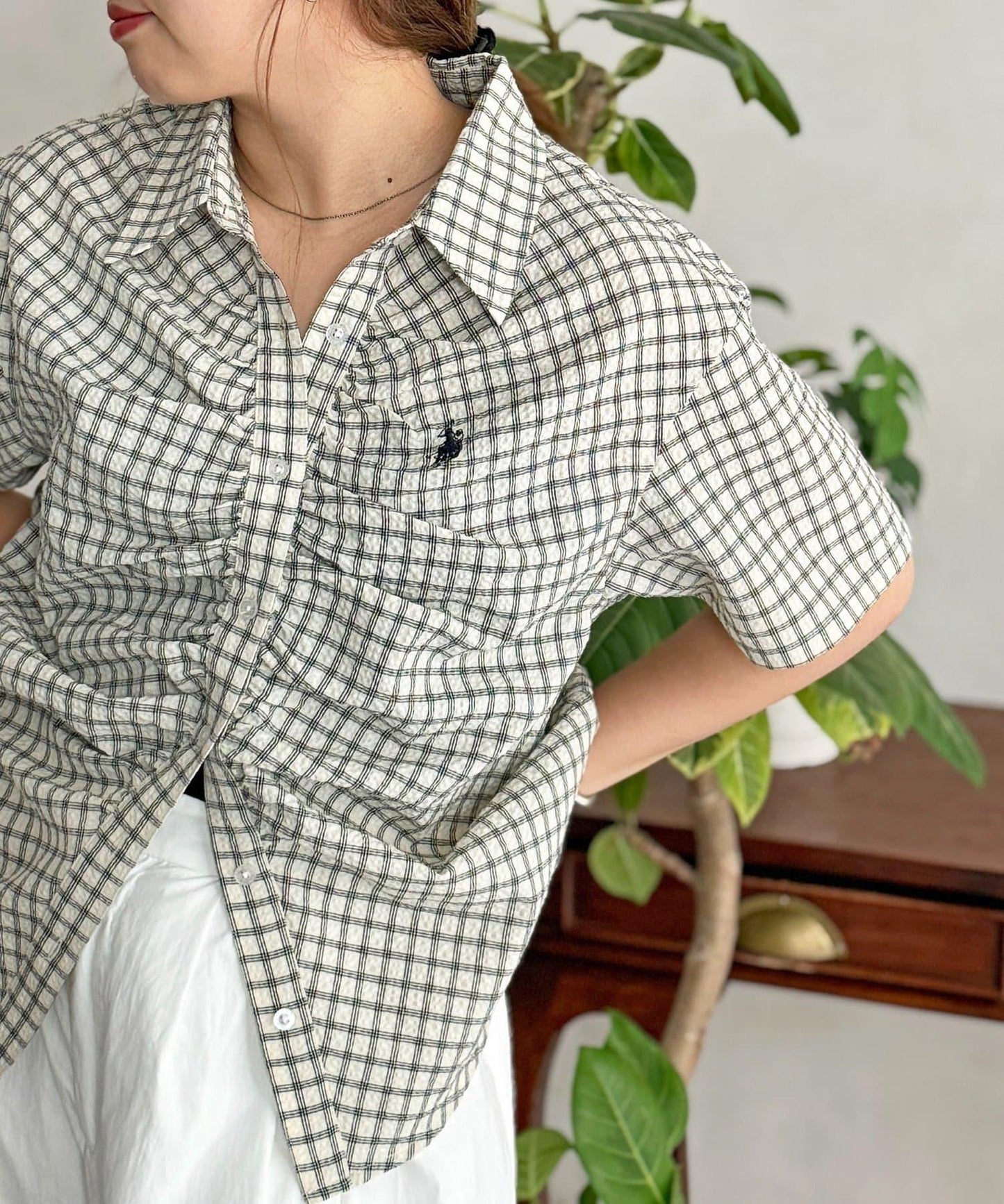 U.S. POLO ASSN. 褶皺設計短袖襯衫