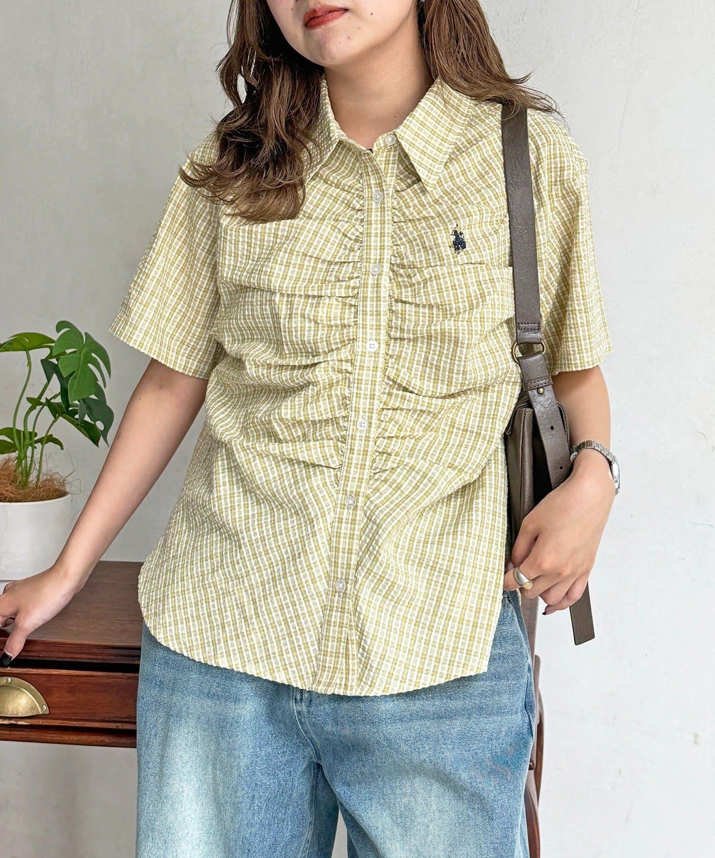 U.S. POLO ASSN. 褶皺設計短袖襯衫