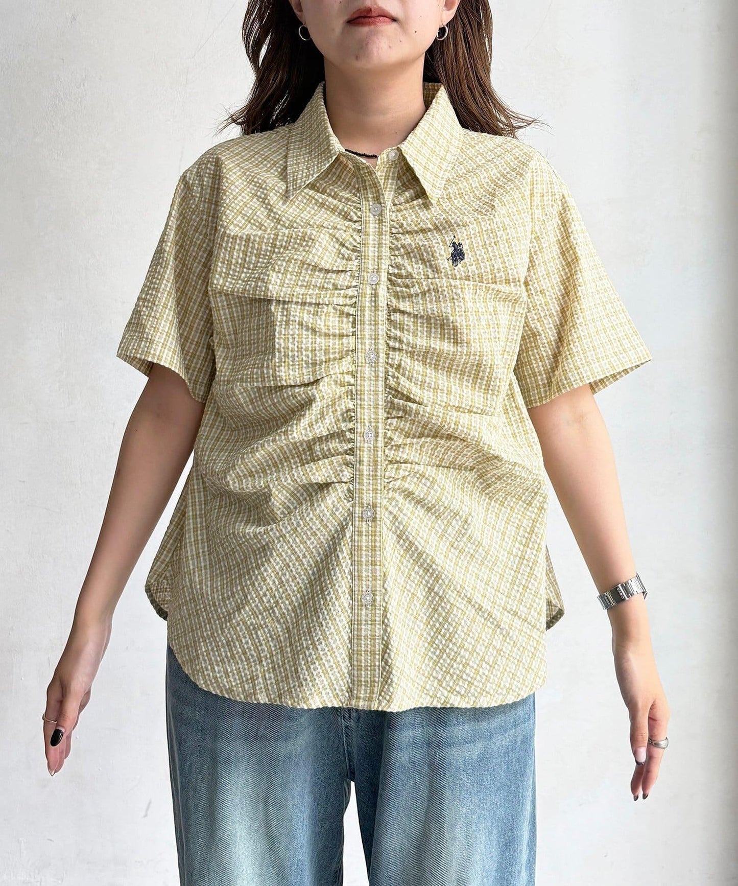 U.S. POLO ASSN. 褶皺設計短袖襯衫