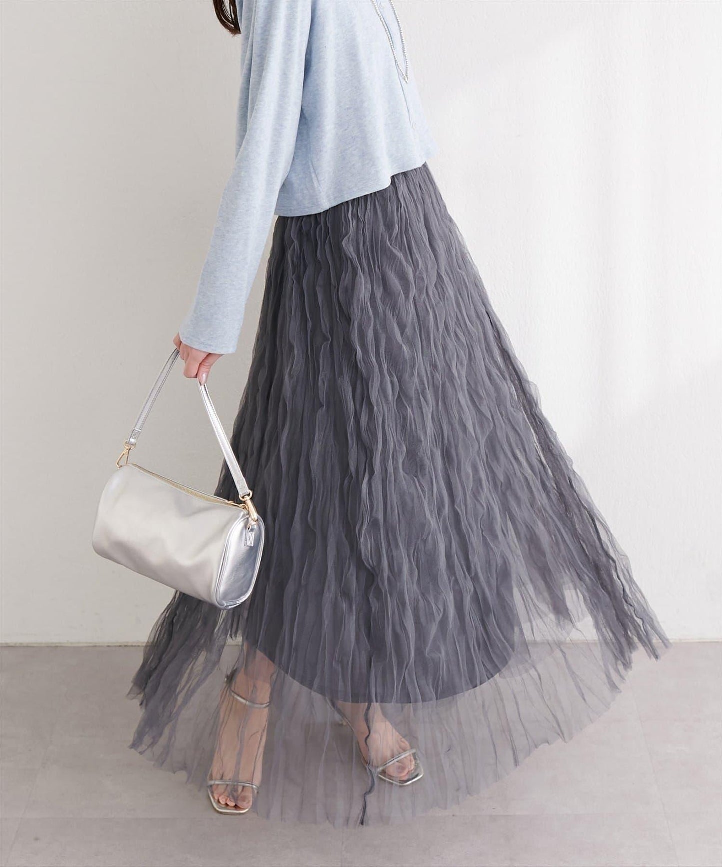 natural couture 褶皺網紗半身裙