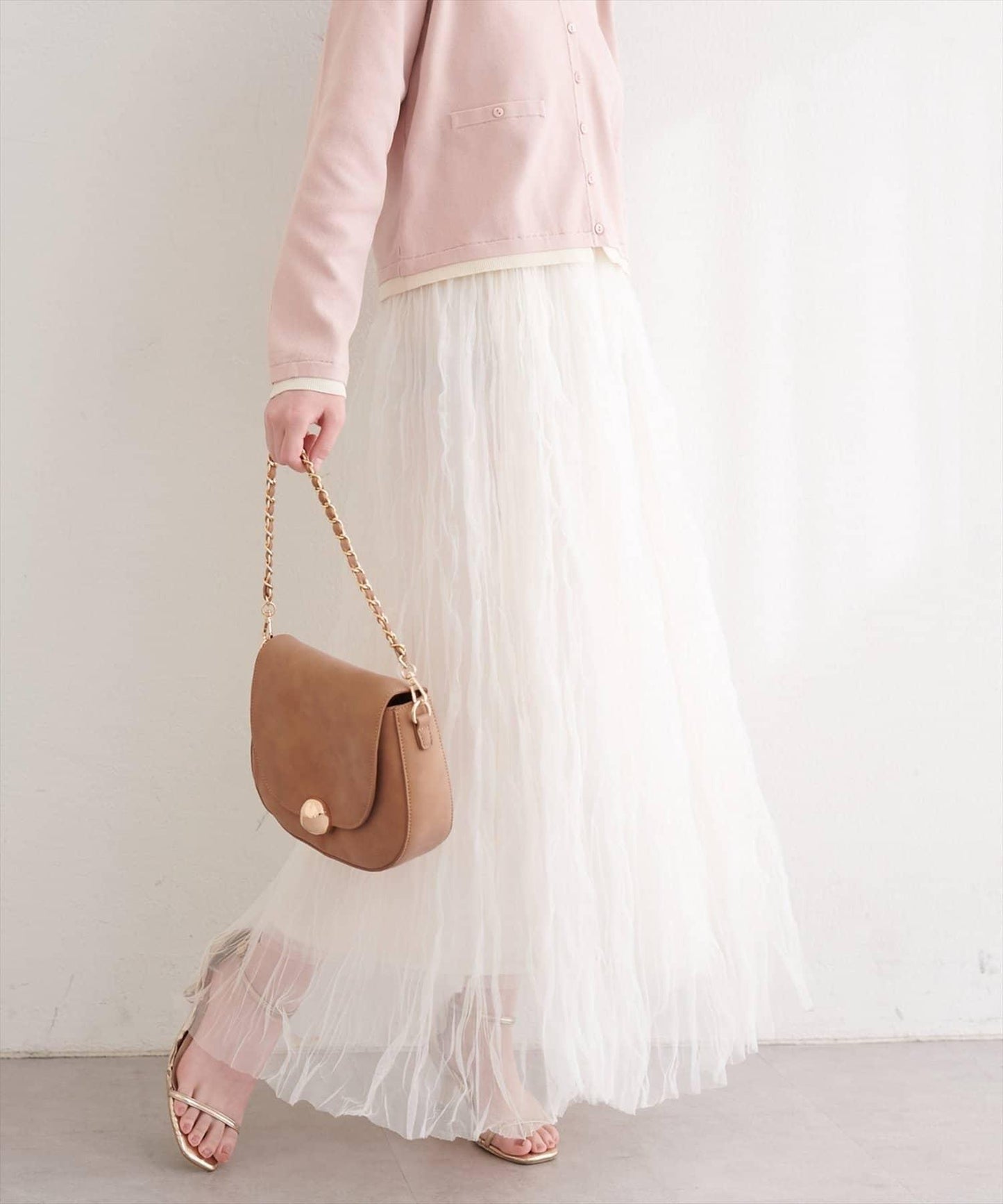natural couture 褶皺網紗半身裙