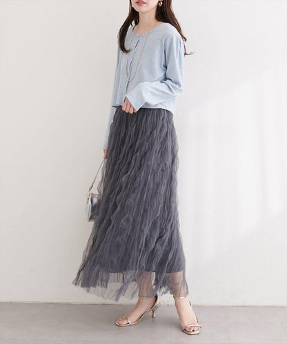 natural couture 褶皺網紗半身裙