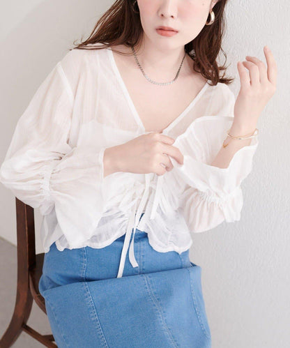 natural couture 褶皺蝴蝶結襯衫