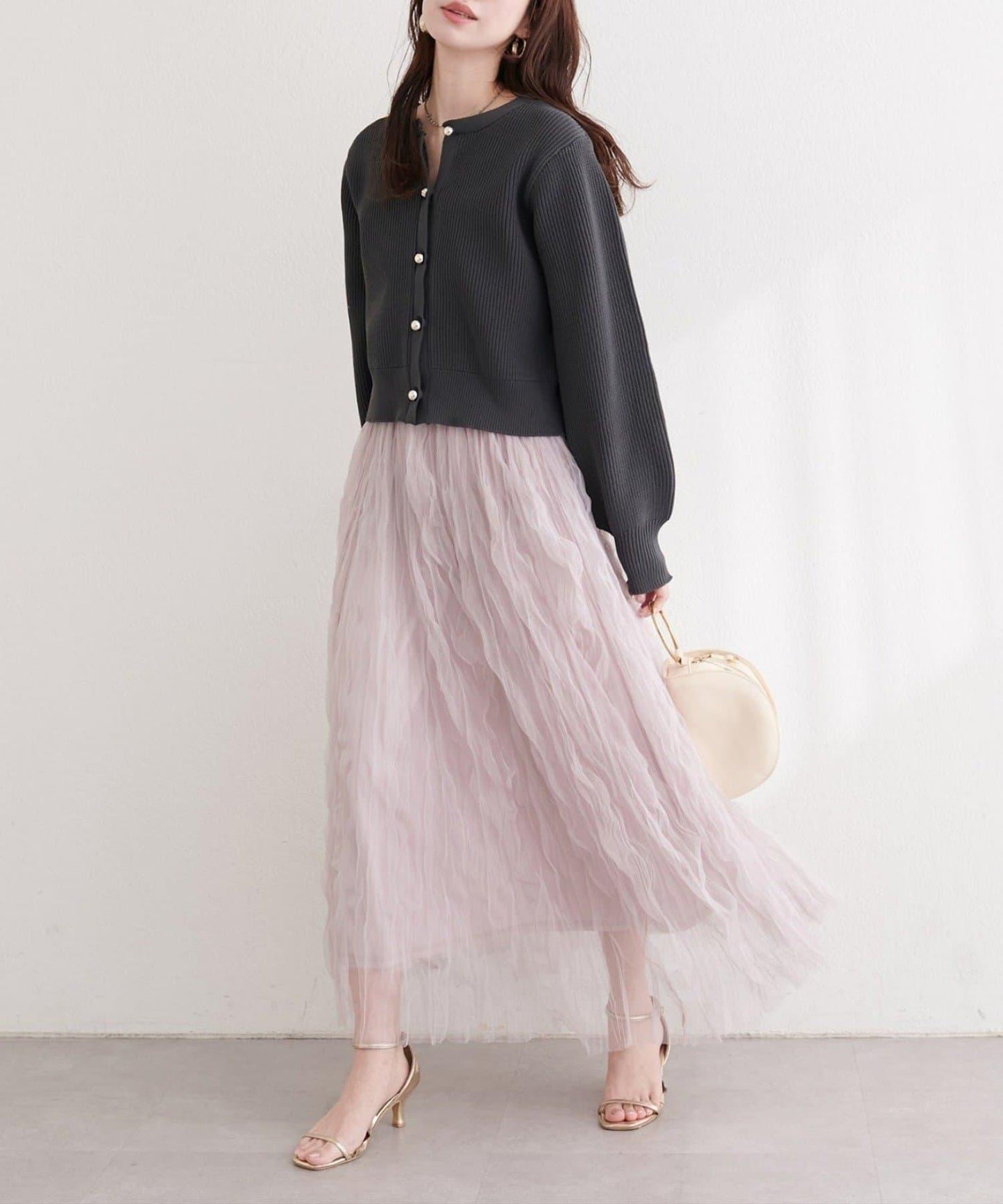 natural couture 褶皺網紗半身裙