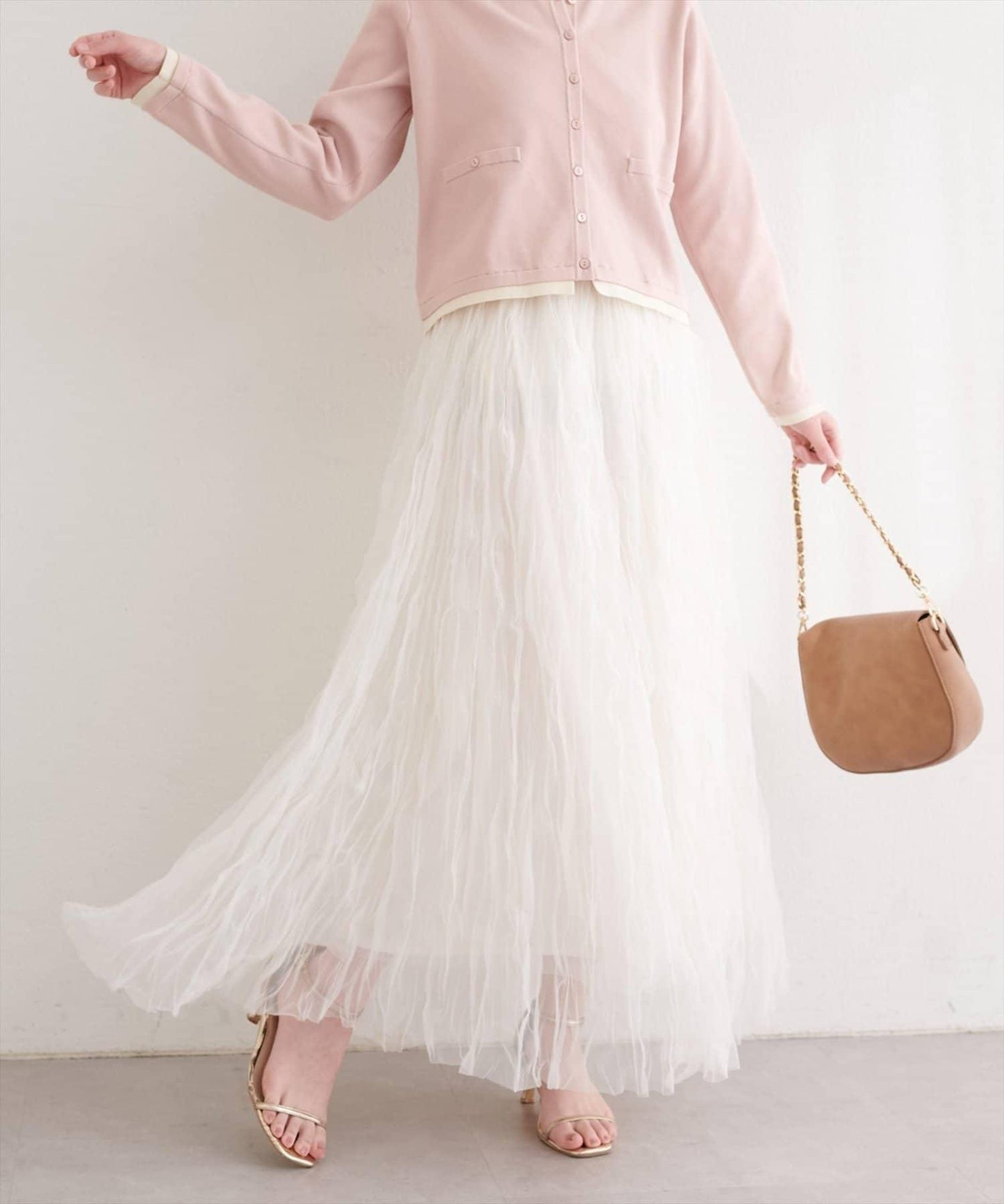 natural couture 褶皺網紗半身裙