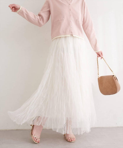 natural couture 褶皺網紗半身裙
