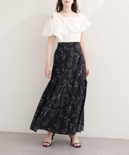 natural couture 花卉美人魚褶皺半身裙