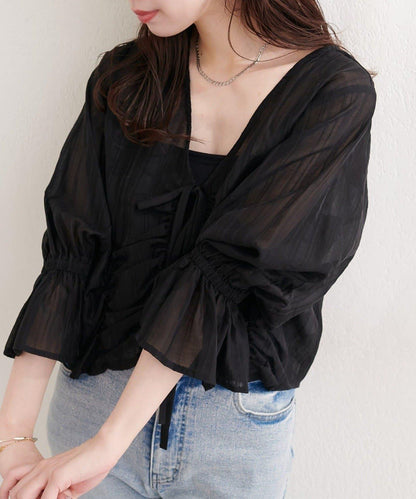 natural couture 褶皺蝴蝶結襯衫
