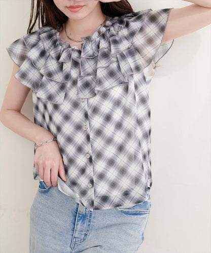 natural couture 荷葉邊領 無袖襯衫