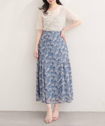 natural couture 花卉美人魚褶皺半身裙