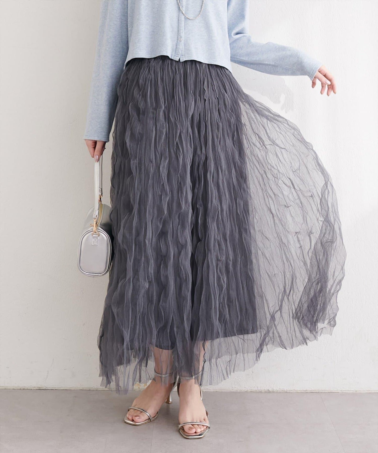 natural couture 褶皺網紗半身裙