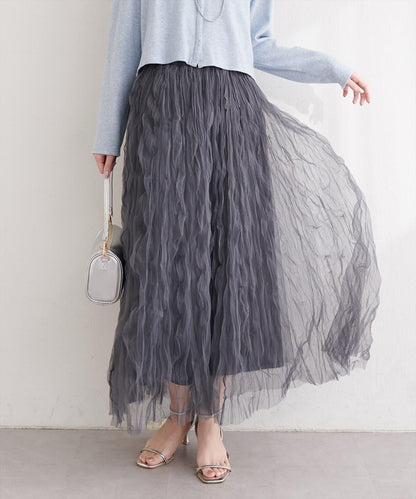 natural couture 褶皺網紗半身裙