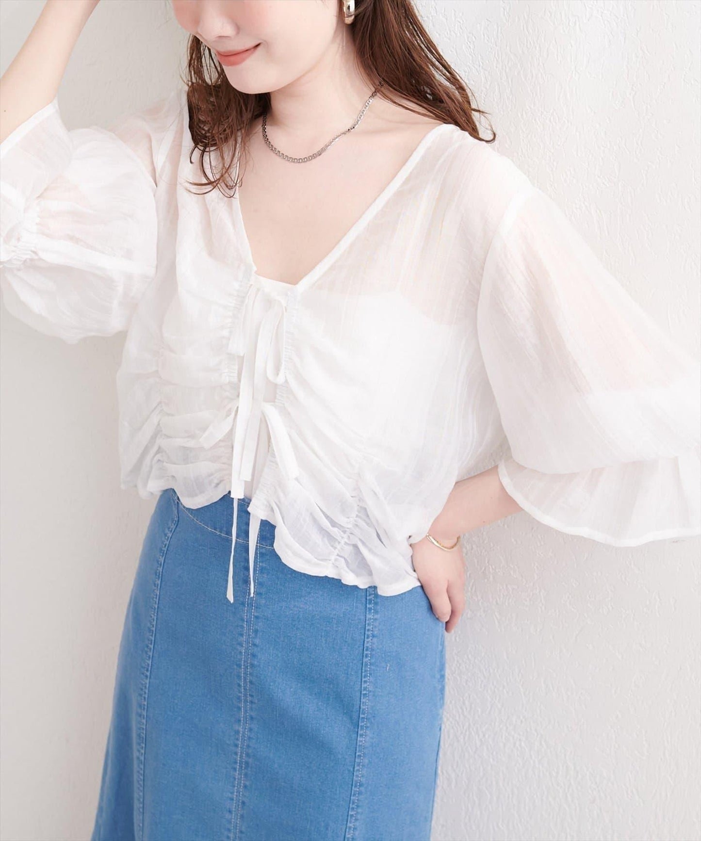 natural couture 褶皺蝴蝶結襯衫