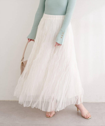 natural couture 褶皺網紗半身裙