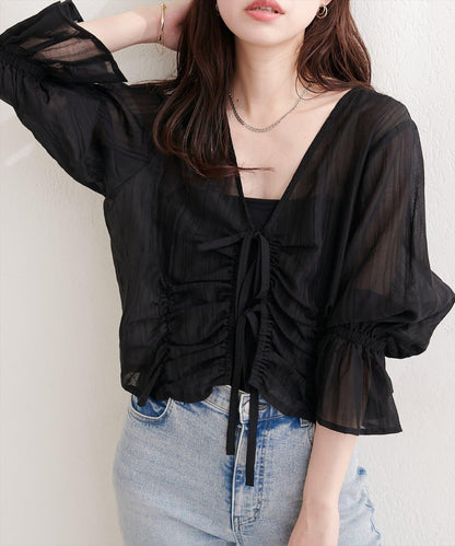 natural couture 褶皺蝴蝶結襯衫
