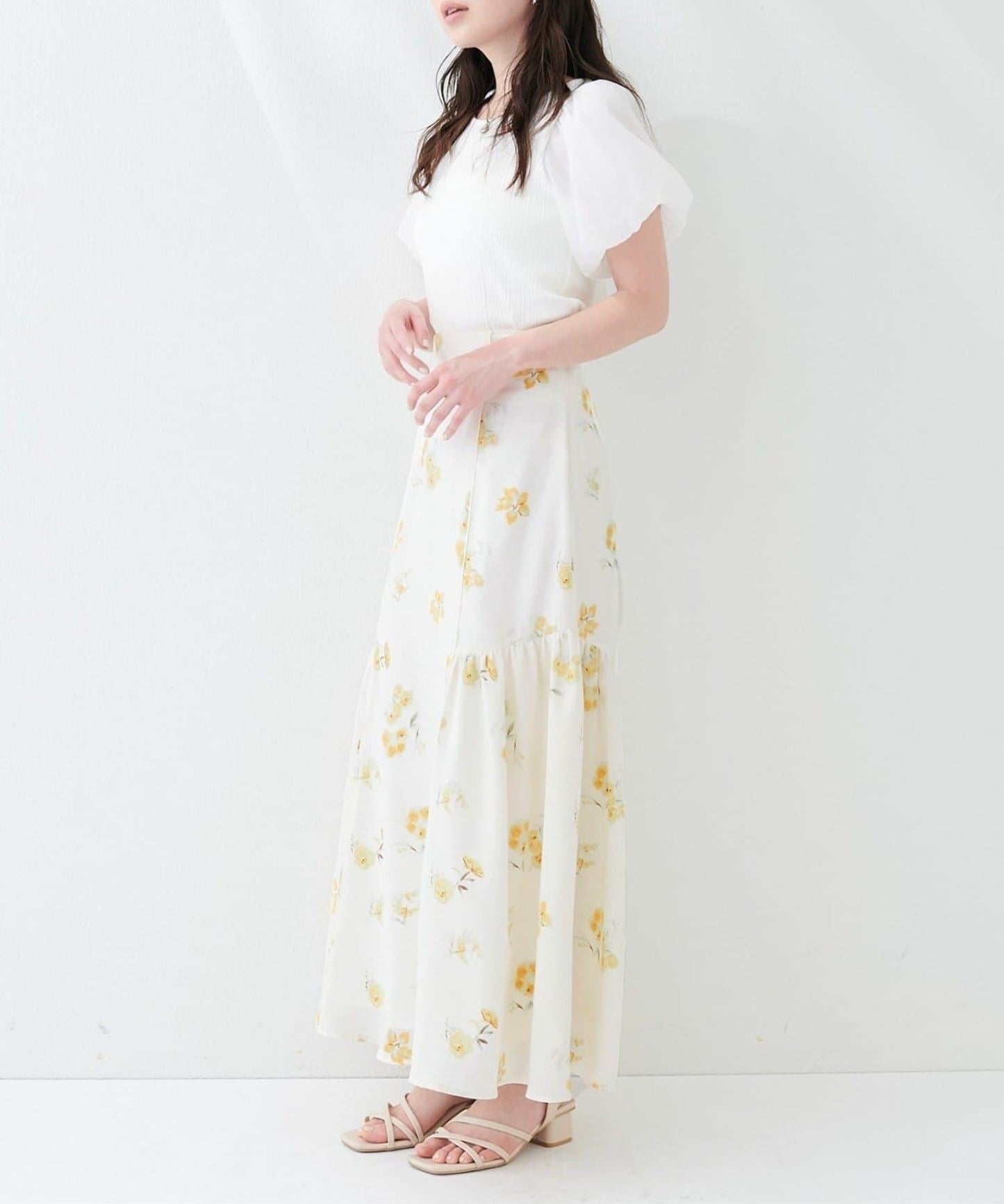 natural couture 花卉美人魚褶皺半身裙