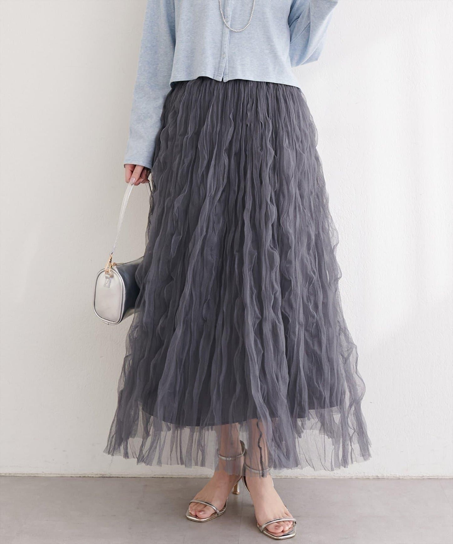 natural couture 褶皺網紗半身裙