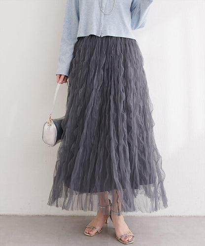 natural couture 褶皺網紗半身裙