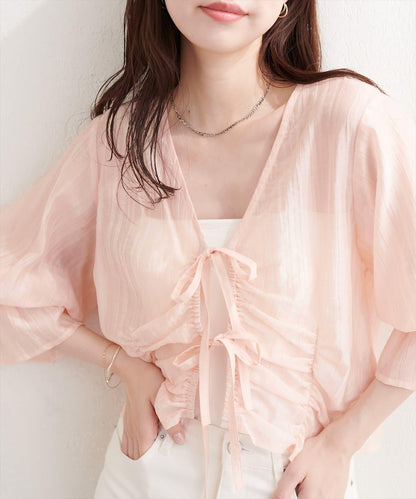 natural couture 褶皺蝴蝶結襯衫
