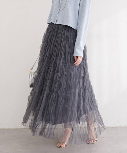 natural couture 褶皺網紗半身裙