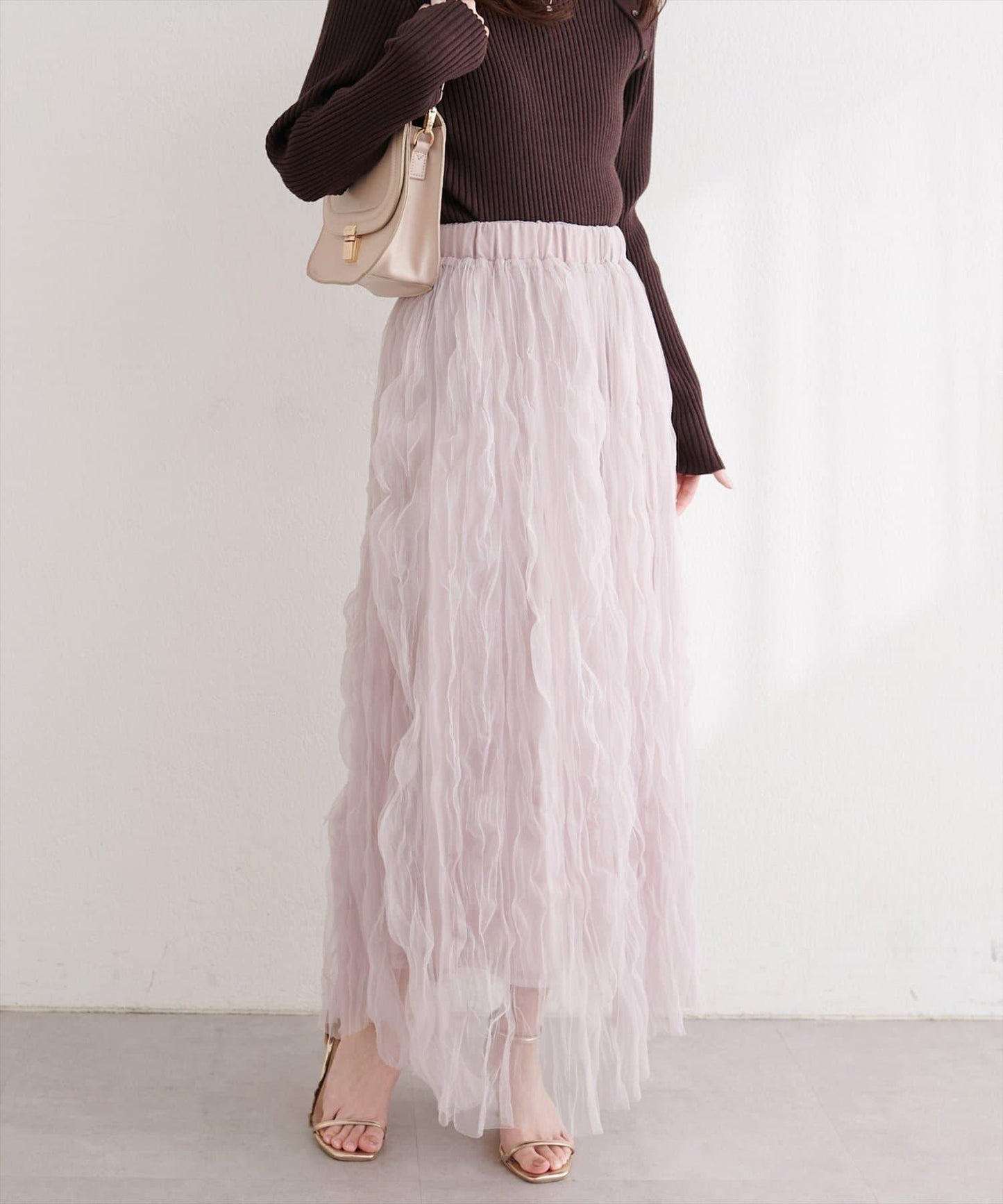 natural couture 褶皺網紗半身裙