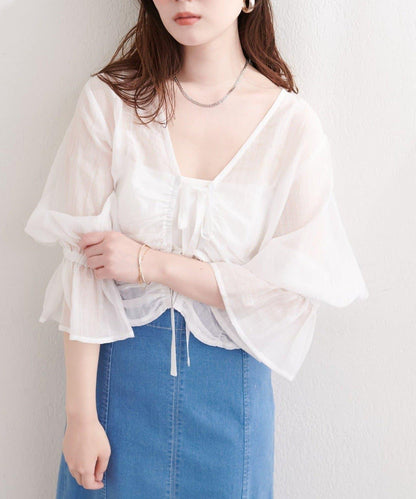 natural couture 褶皺蝴蝶結襯衫