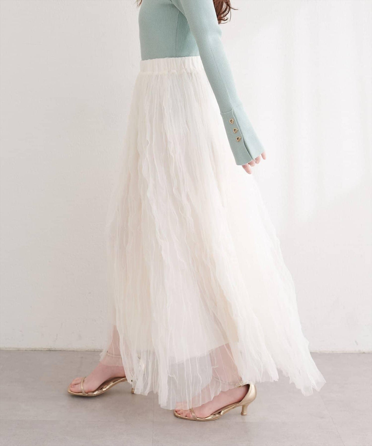 natural couture 褶皺網紗半身裙