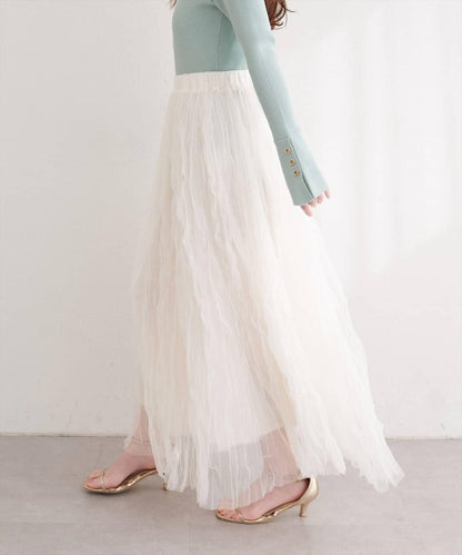 natural couture 褶皺網紗半身裙