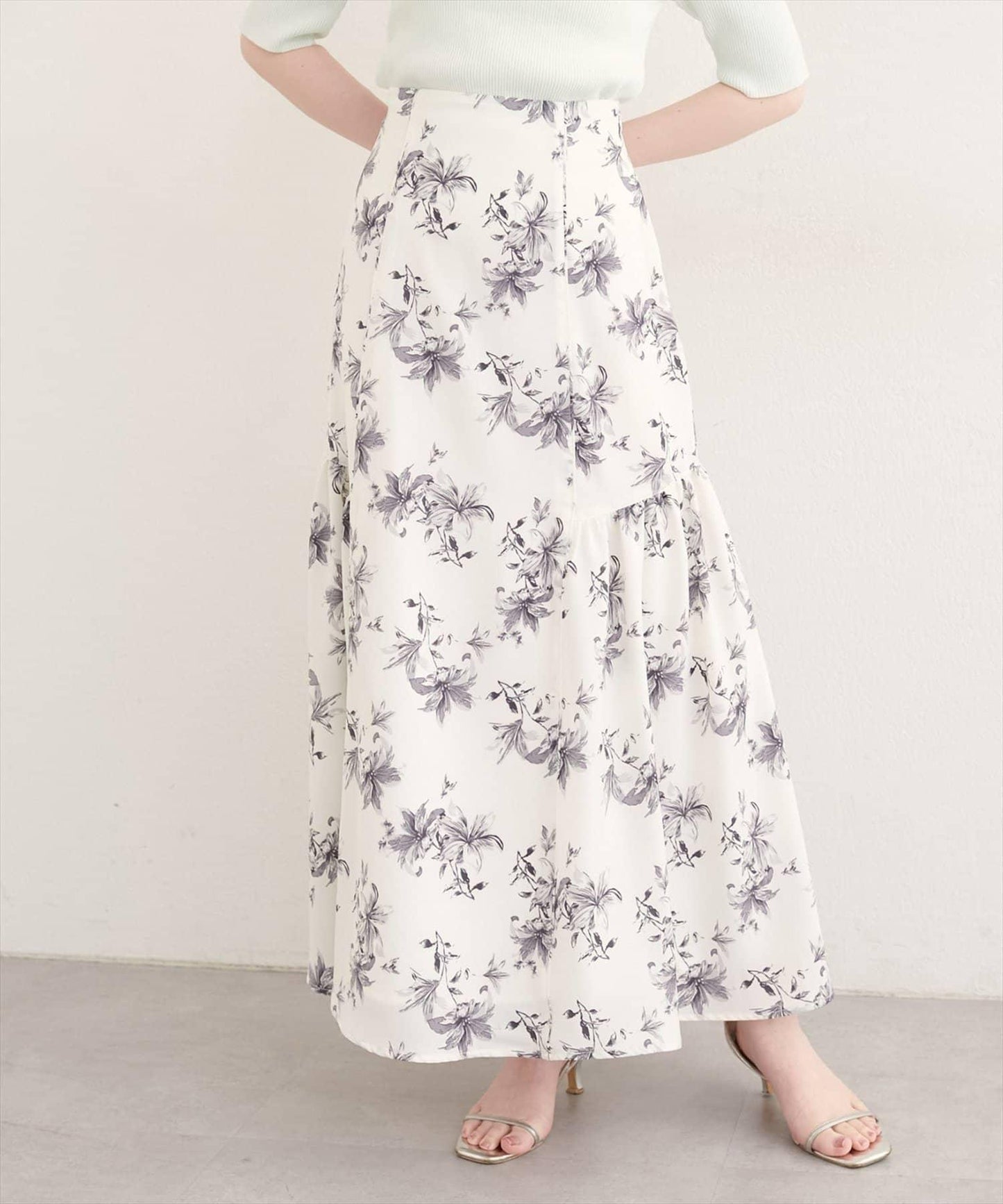 natural couture 花卉美人魚褶皺半身裙
