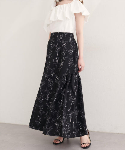 natural couture 花卉美人魚褶皺半身裙