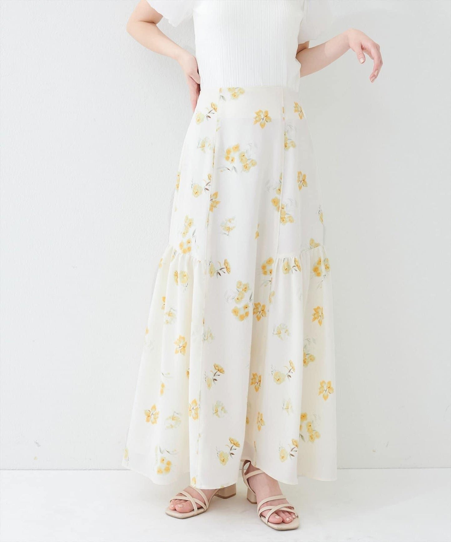 natural couture 花卉美人魚褶皺半身裙