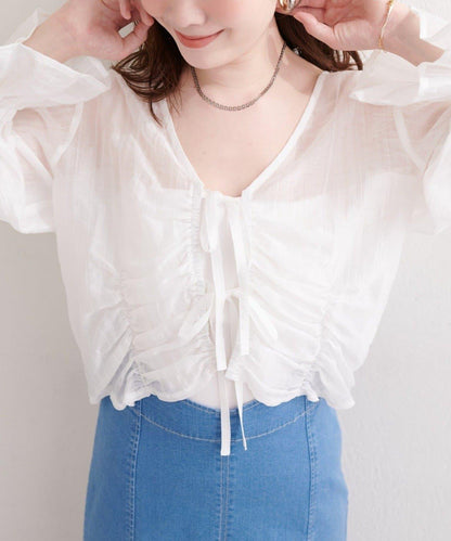 natural couture 褶皺蝴蝶結襯衫