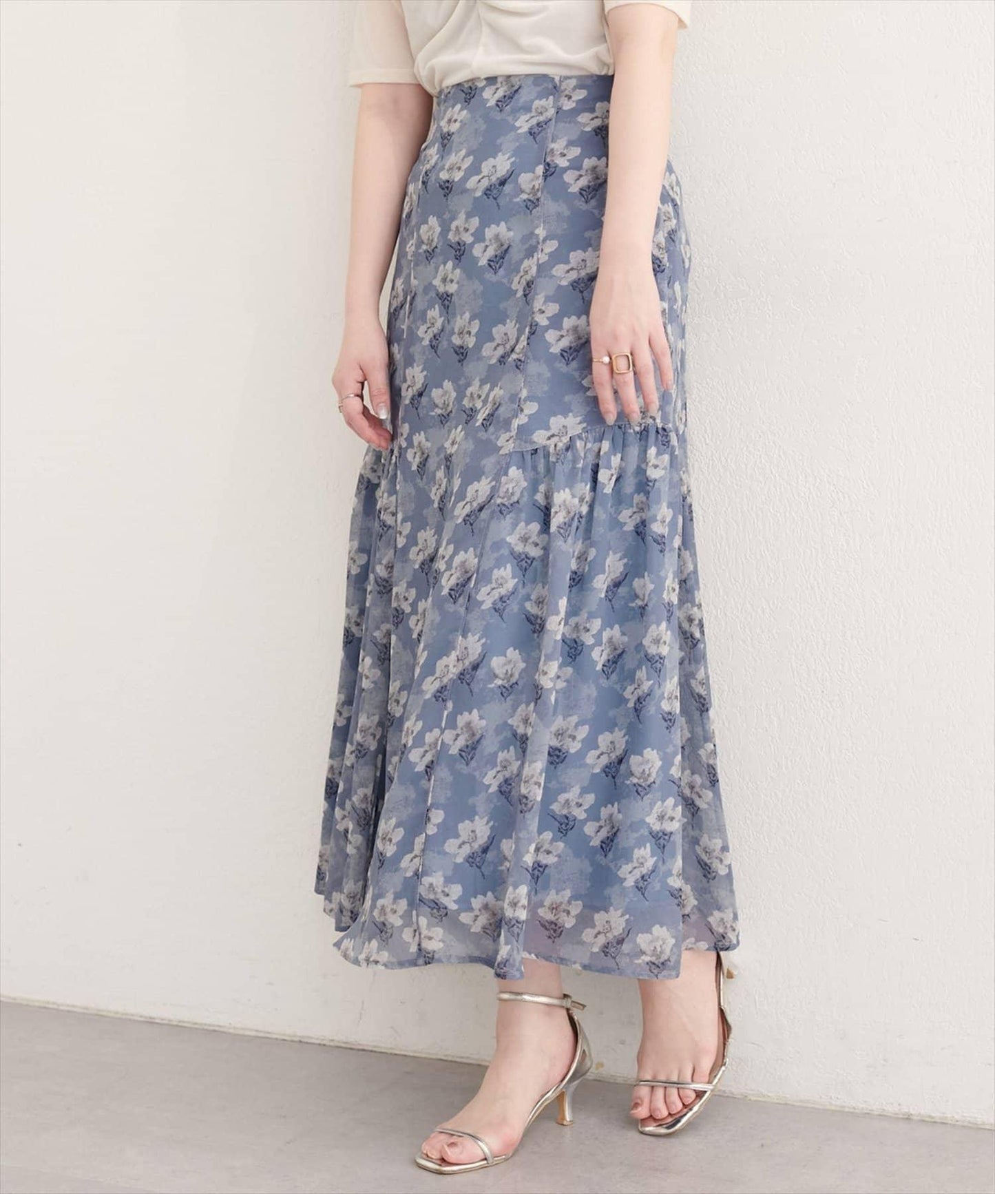 natural couture 花卉美人魚褶皺半身裙