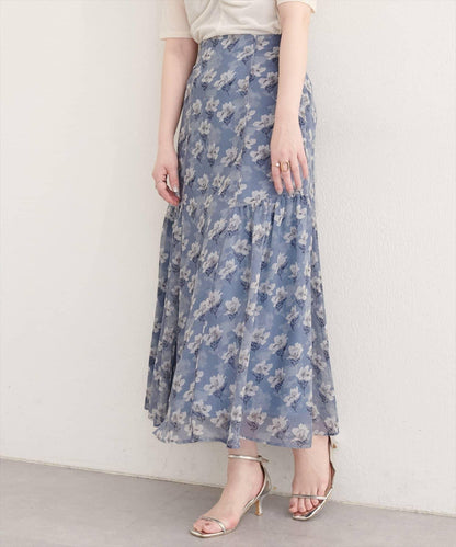 natural couture 花卉美人魚褶皺半身裙