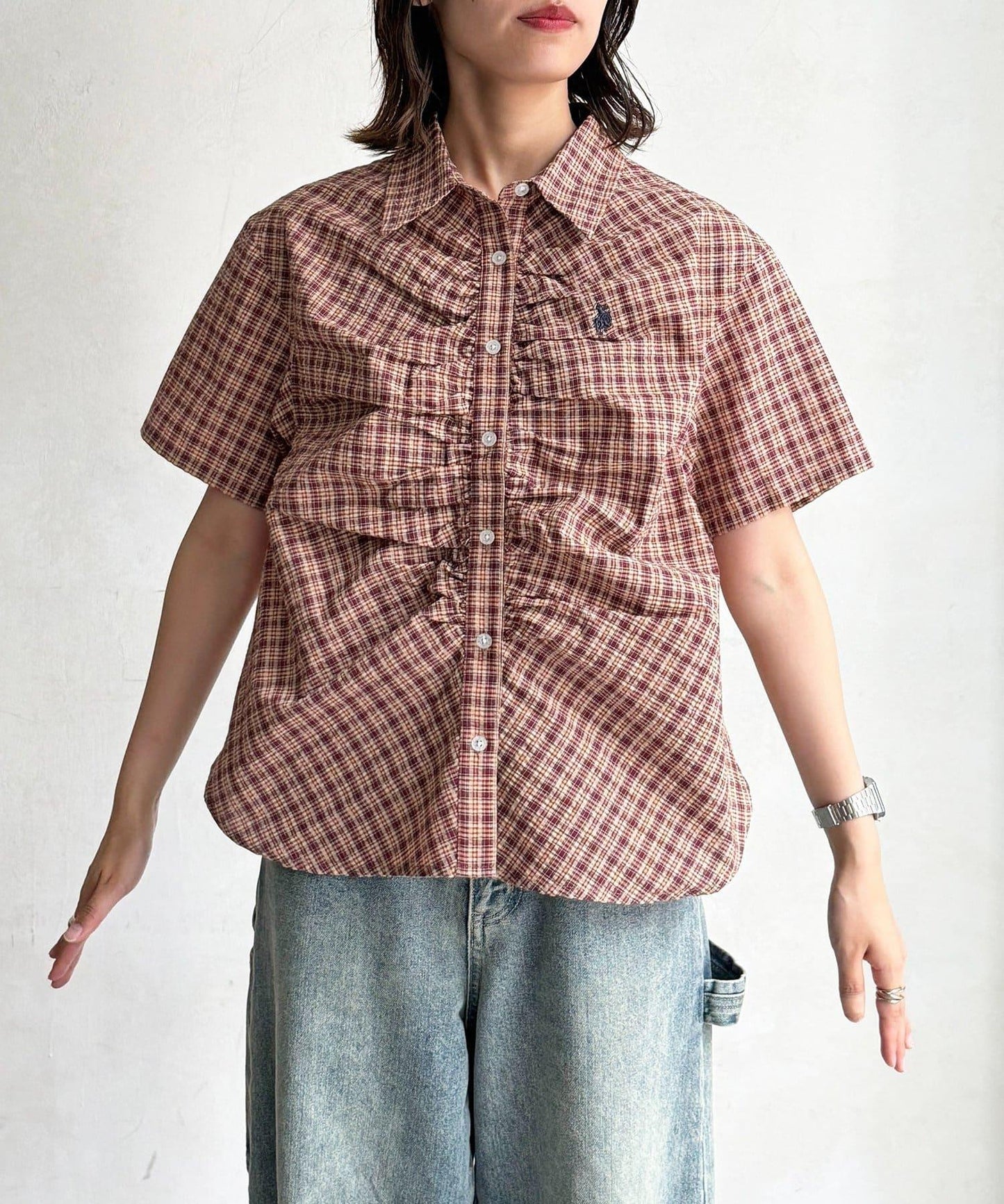U.S. POLO ASSN. 褶皺設計短袖襯衫