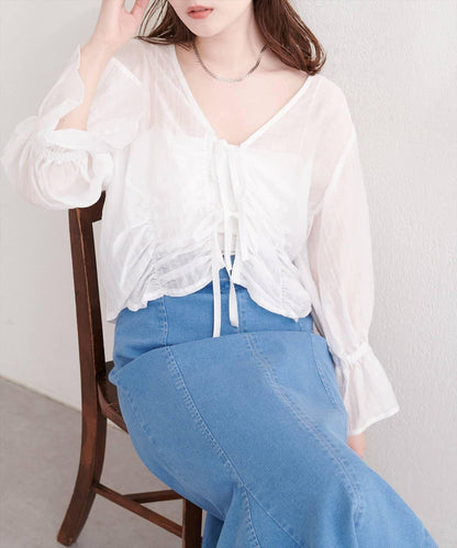 natural couture 褶皺蝴蝶結襯衫