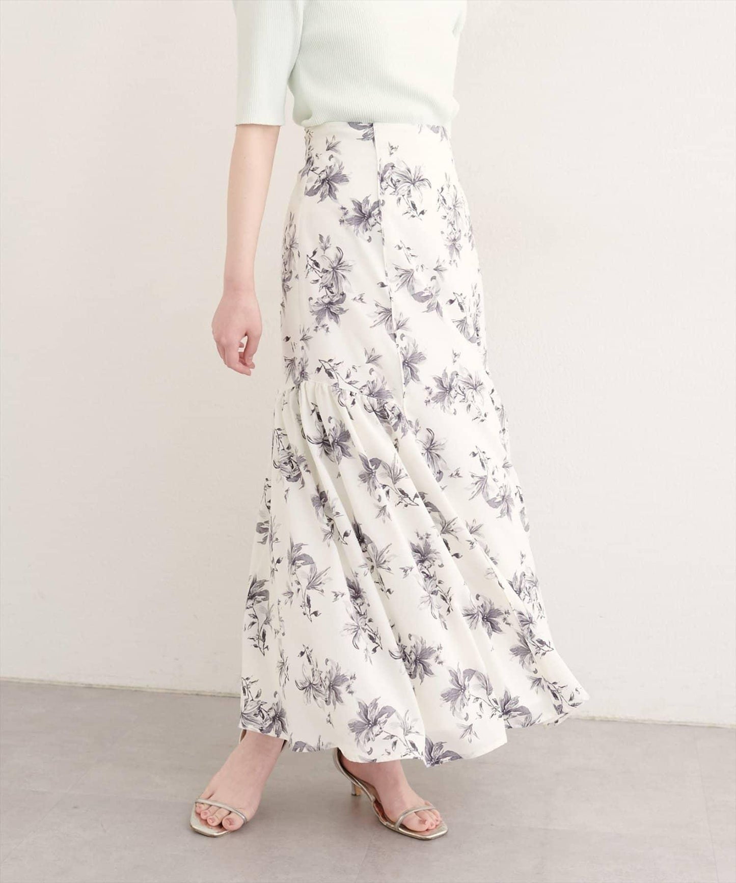 natural couture 花卉美人魚褶皺半身裙