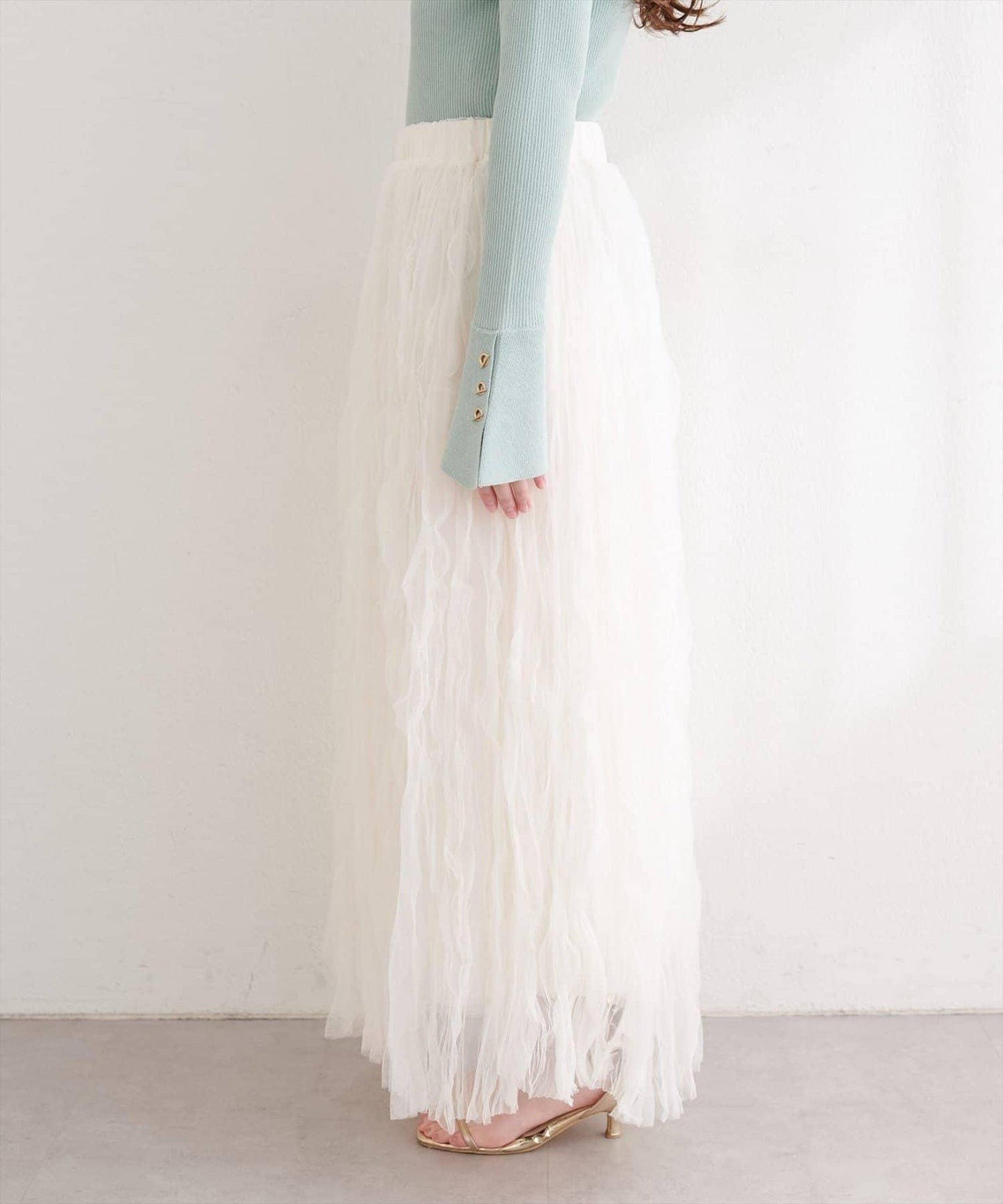 natural couture 褶皺網紗半身裙