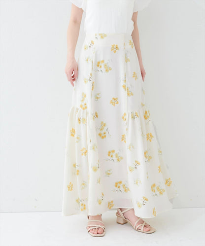 natural couture 花卉美人魚褶皺半身裙