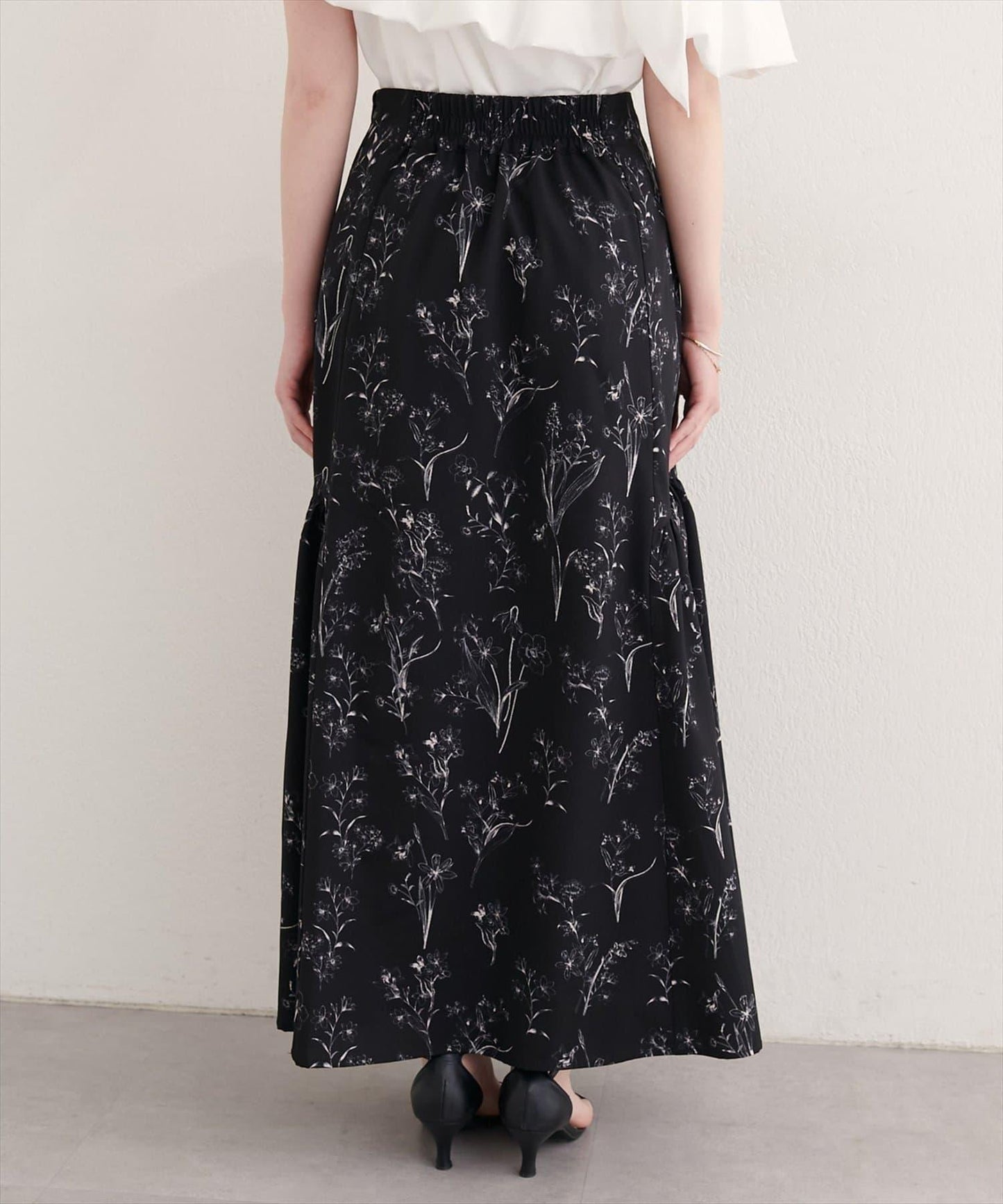 natural couture 花卉美人魚褶皺半身裙