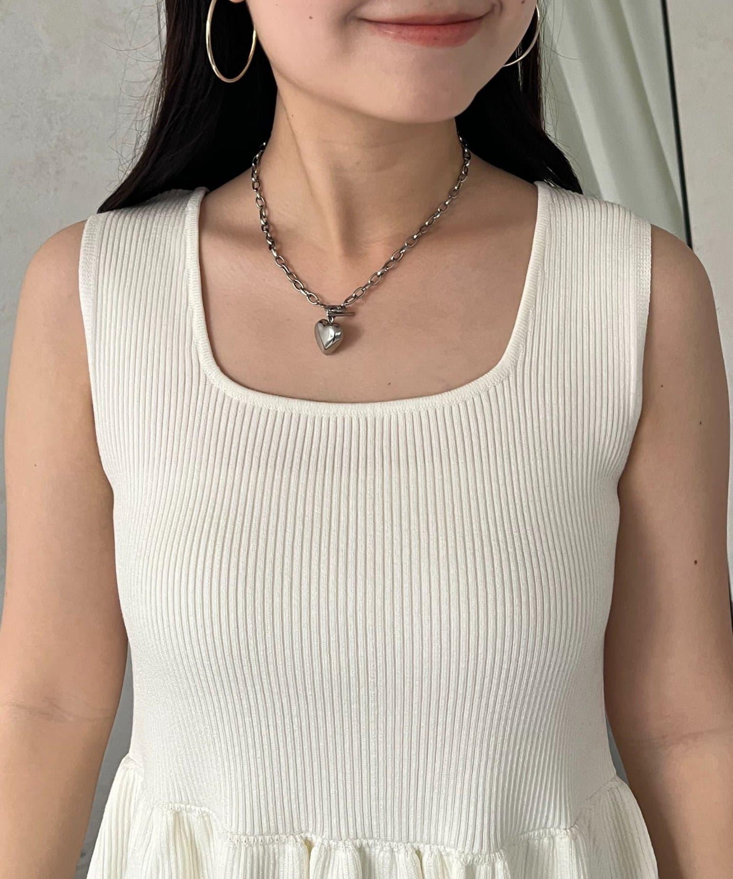 方領 荷葉擺 羅紋針織 背心