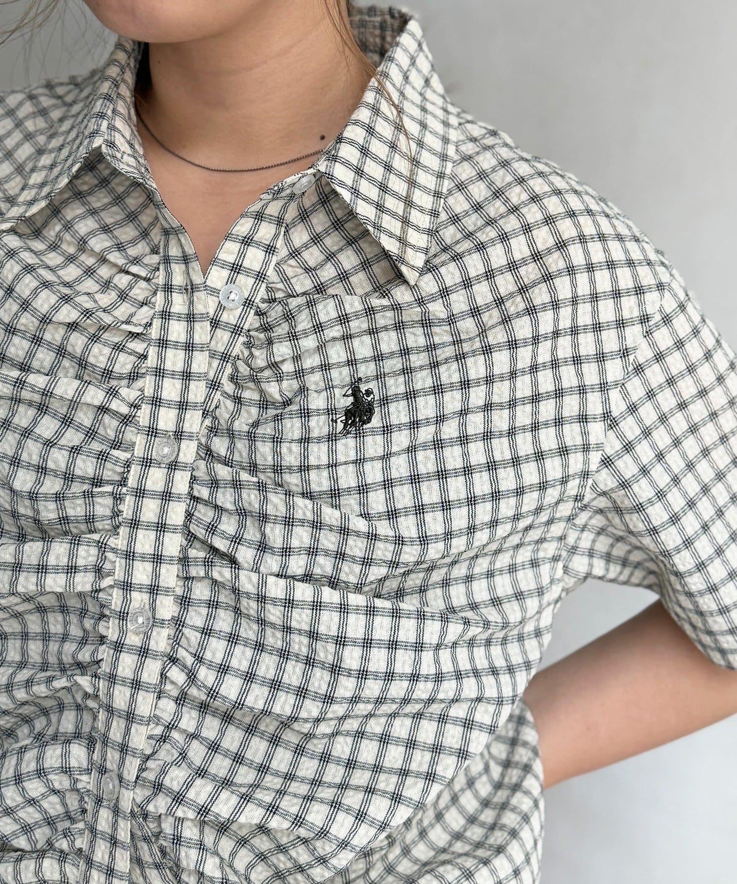 U.S. POLO ASSN. 褶皺設計短袖襯衫