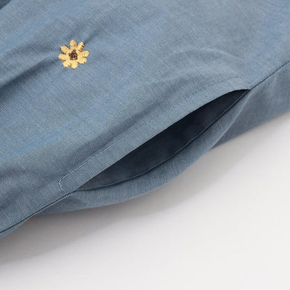 向日葵刺繡連衣裙