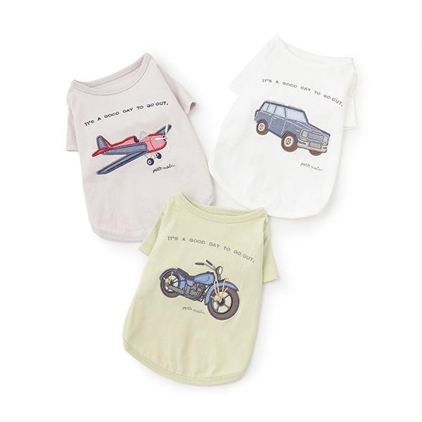 【リンク】【DOG】乗り物アップリケTシャツ