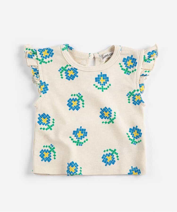 総柄Pixel Flowers半袖Tシャツ【ベビー】