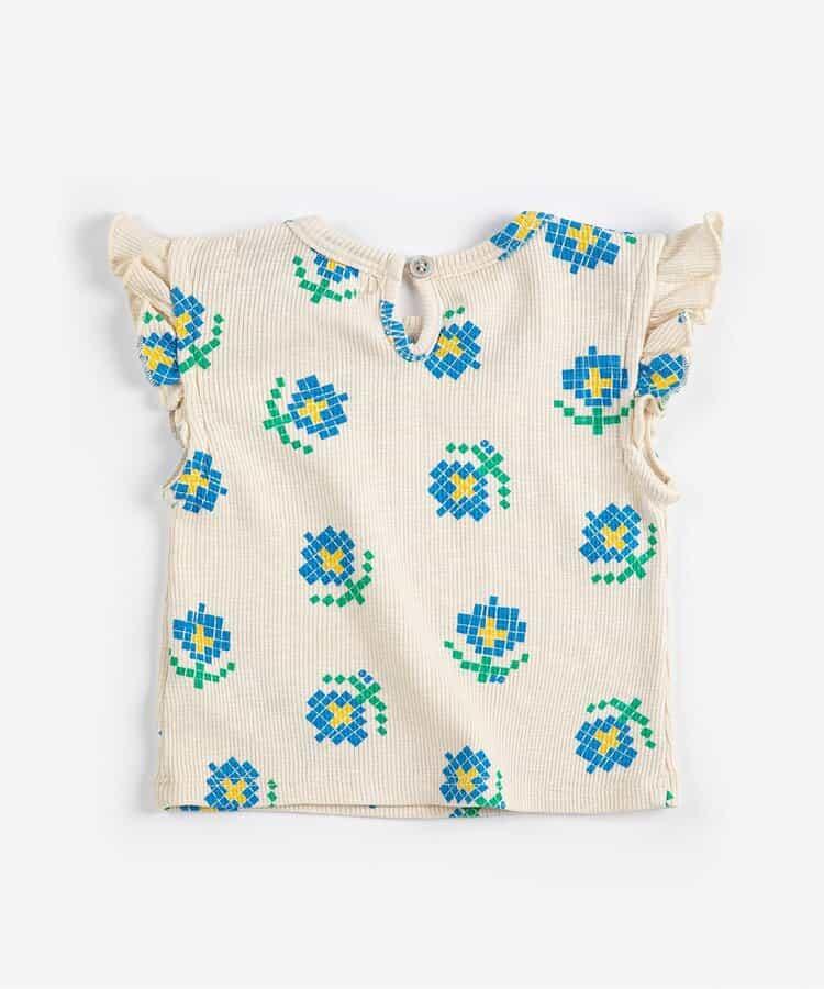 総柄Pixel Flowers半袖Tシャツ【ベビー】