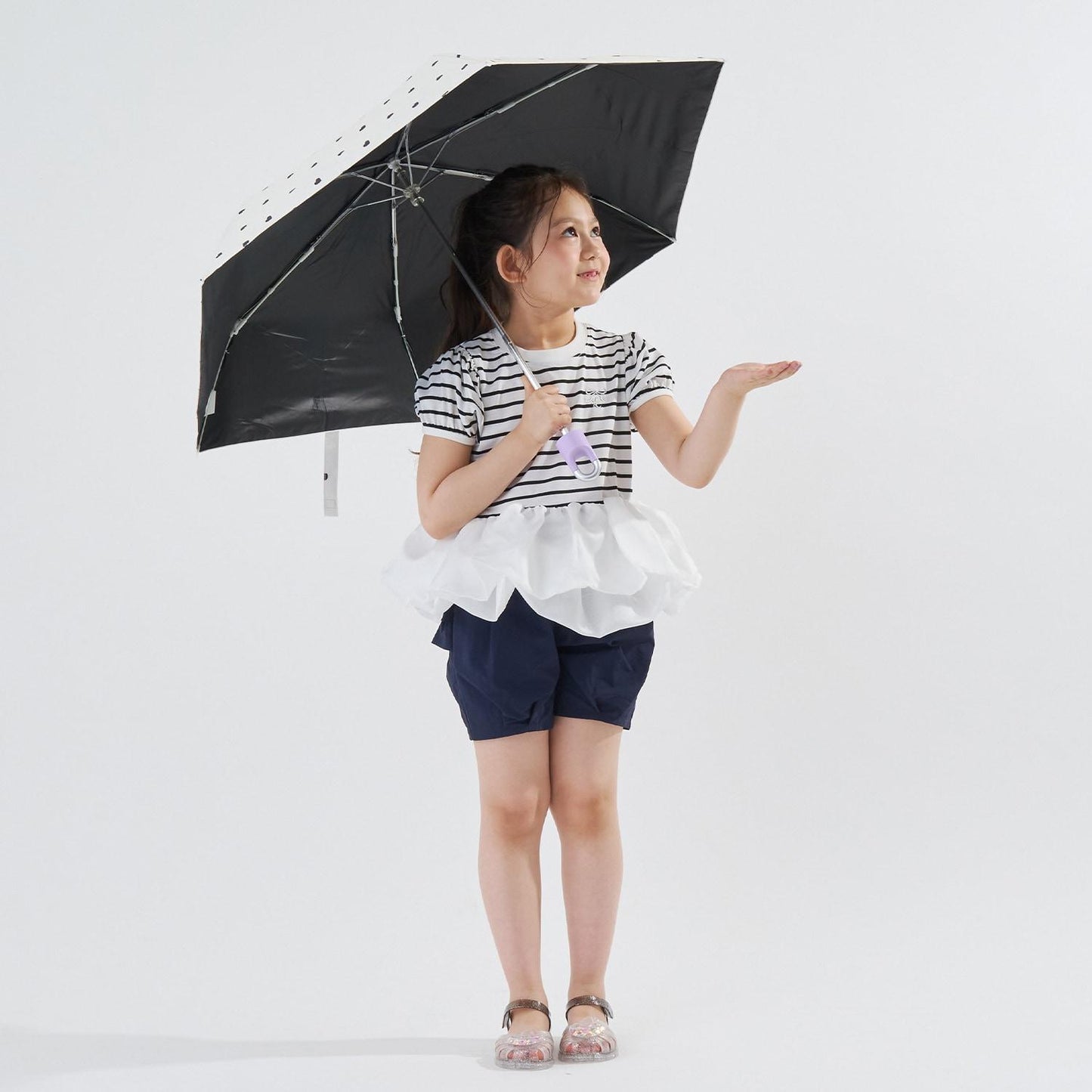 【UVカット99%以上】【軽量】【晴雨兼用】ひっかけられる持ち手の折りたたみ傘【子供服】【キッズ】【女の子】