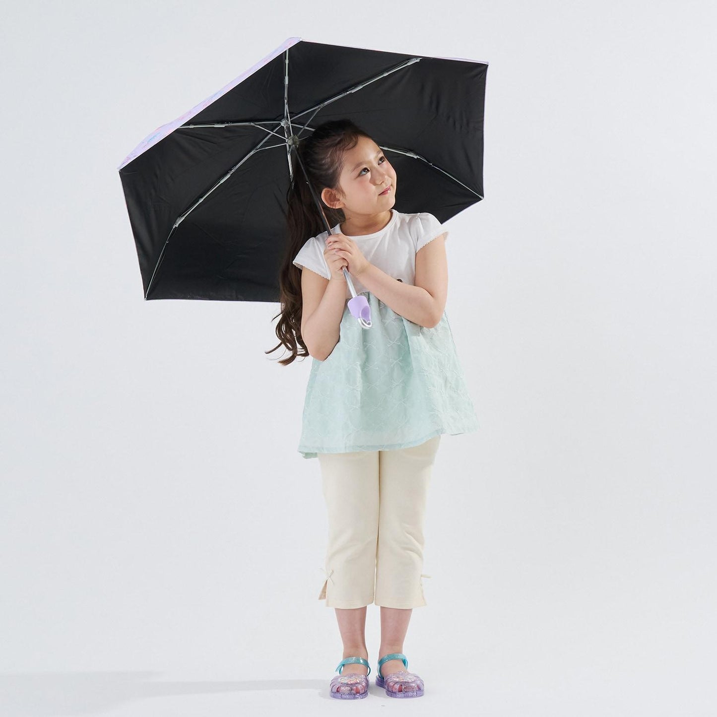 【UVカット99%以上】【軽量】【晴雨兼用】ひっかけられる持ち手の折りたたみ傘【子供服】【キッズ】【女の子】